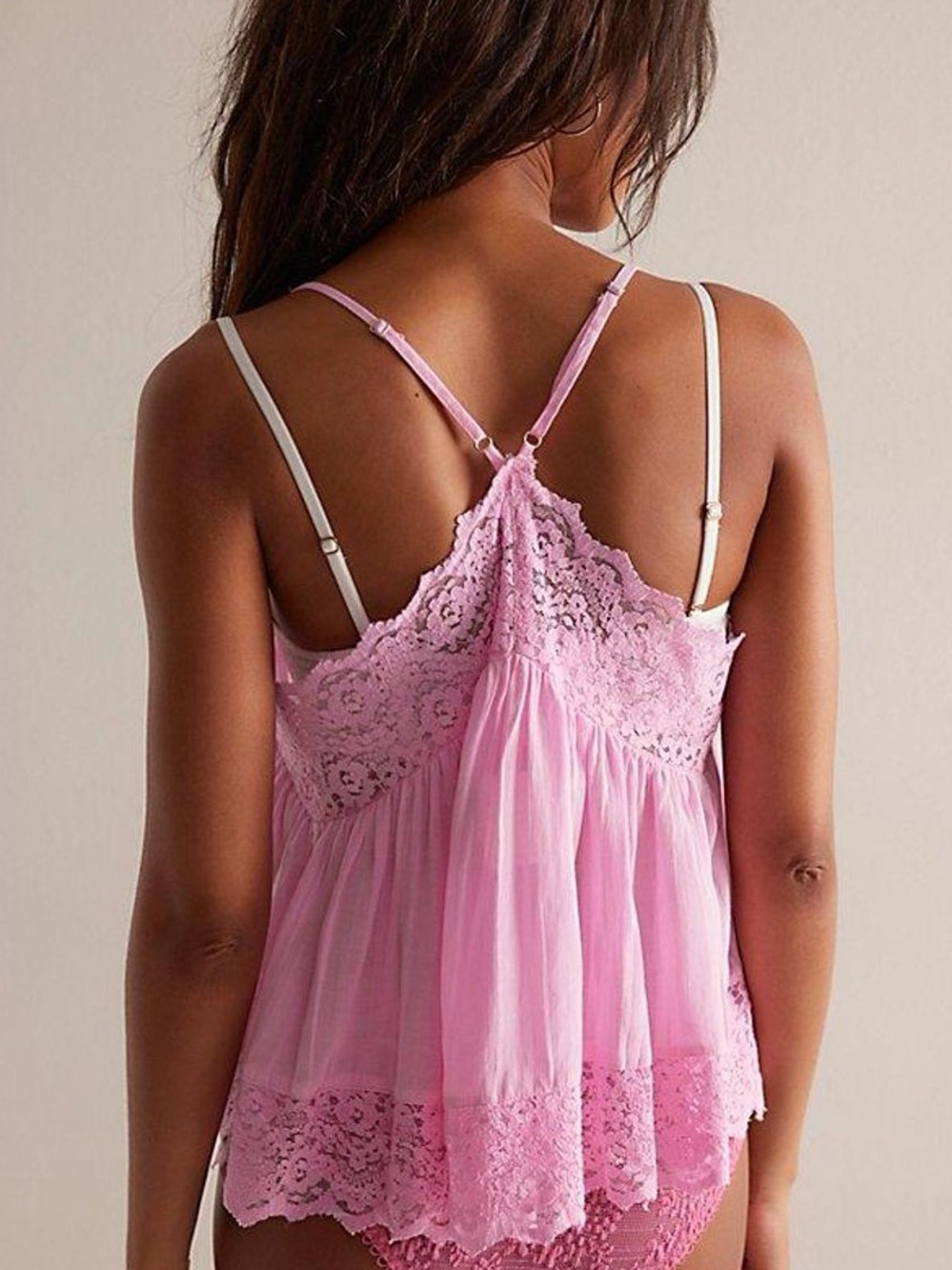 Free people Fiona Lace-Trim pink Cami - Picture 3 of 5